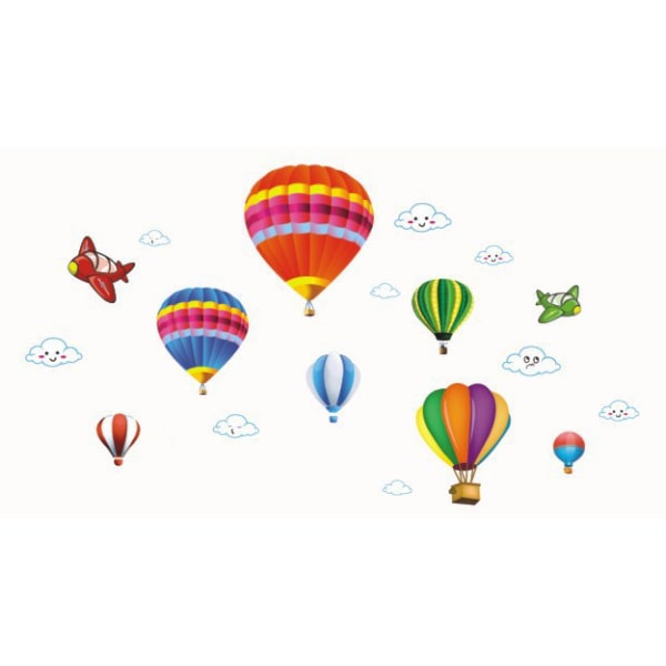 Rigtig Sød Wallsticker Med Luftballoner Skyer Og Små Flyvere Flotte Farver