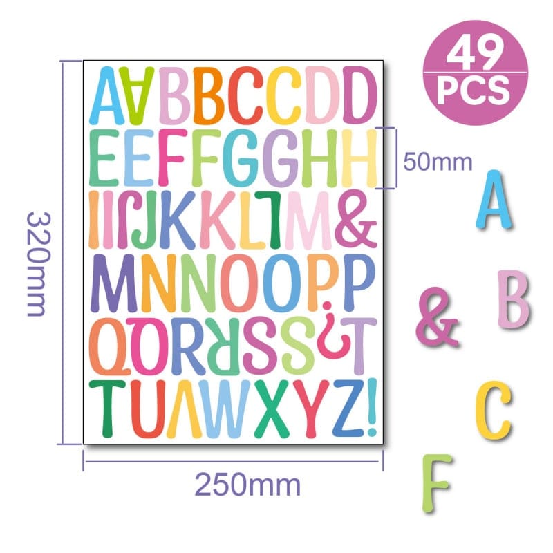 Alfabet Wallsticker Med Farverige Bogstaver Store Bogstaver Til