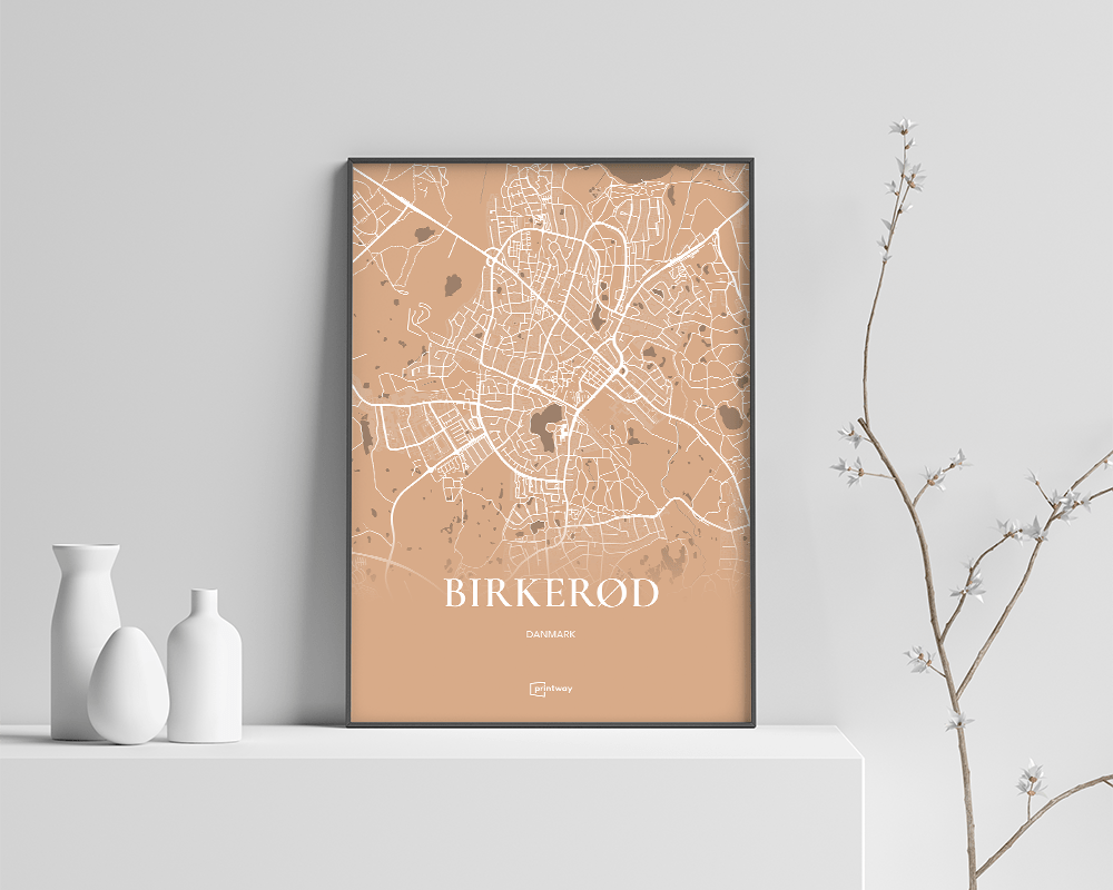 Birkerød Plakaten Fuldt Kort Guld 21 30 Cm A4