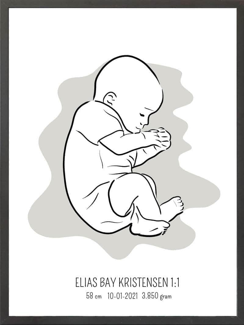 Birth Poster   Fødselsplakat  :  Fosterstilling Lyserød