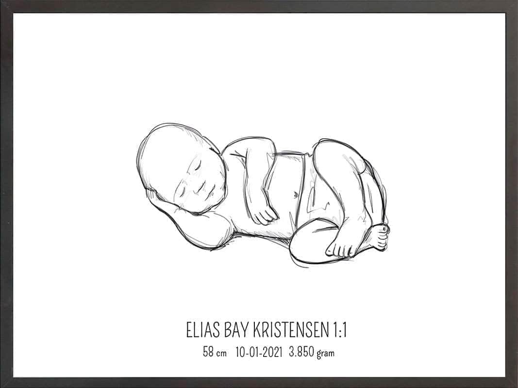 Birth Poster   Fødselsplakat  :  Liggende Blå