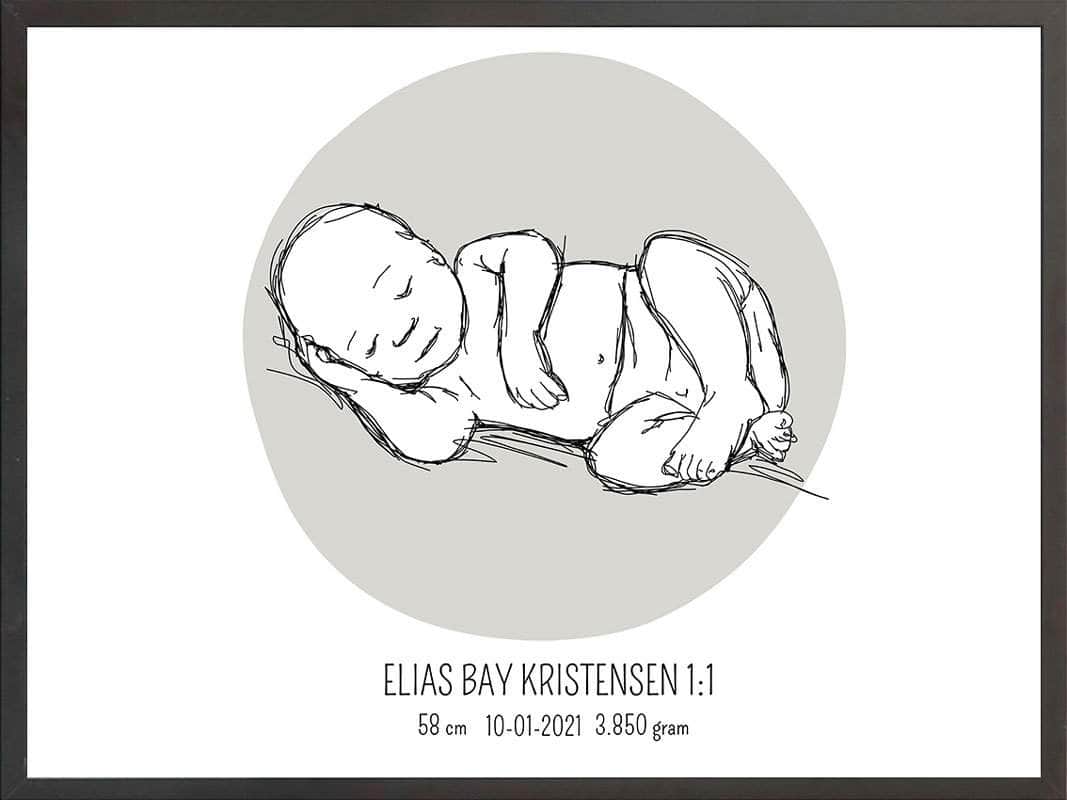 Birth Poster   Fødselsplakat  :  Liggende Lyserød