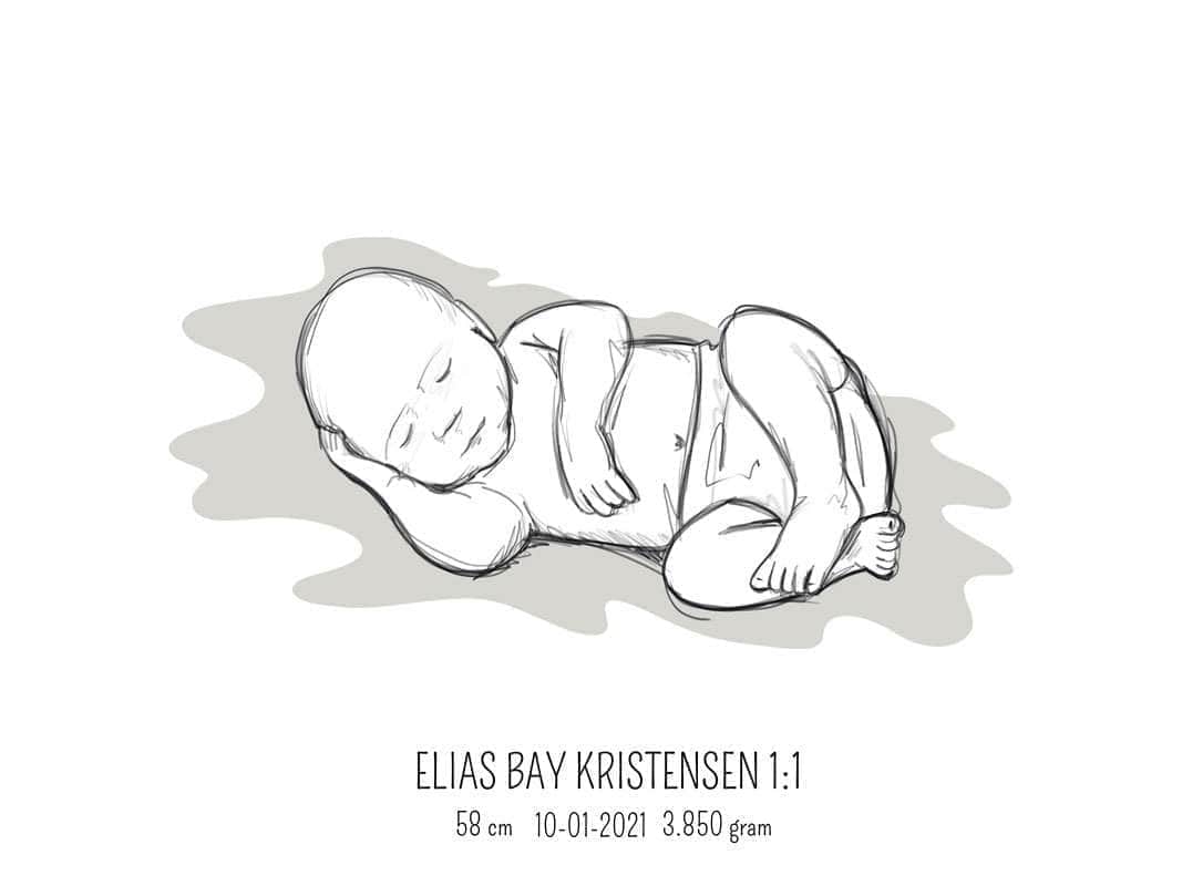 Birth Poster   Fødselsplakat  :  Liggende Lyserød