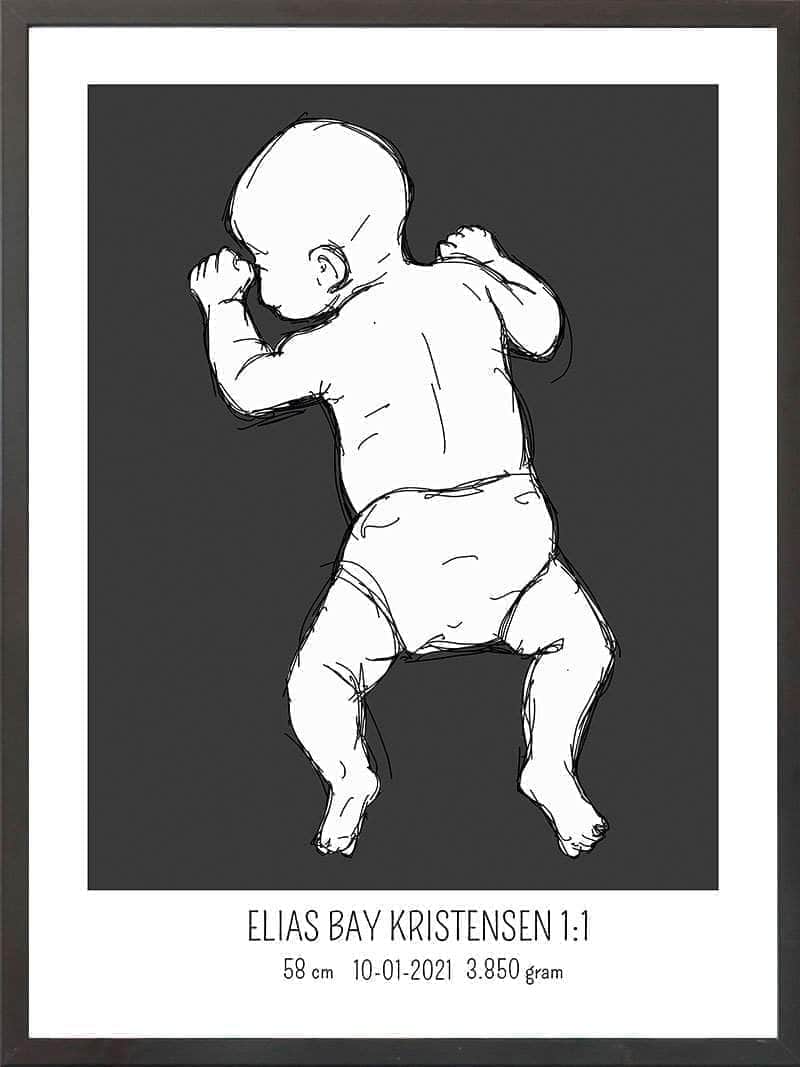 Birth Poster   Fødselsplakat  :  På Maven Blå