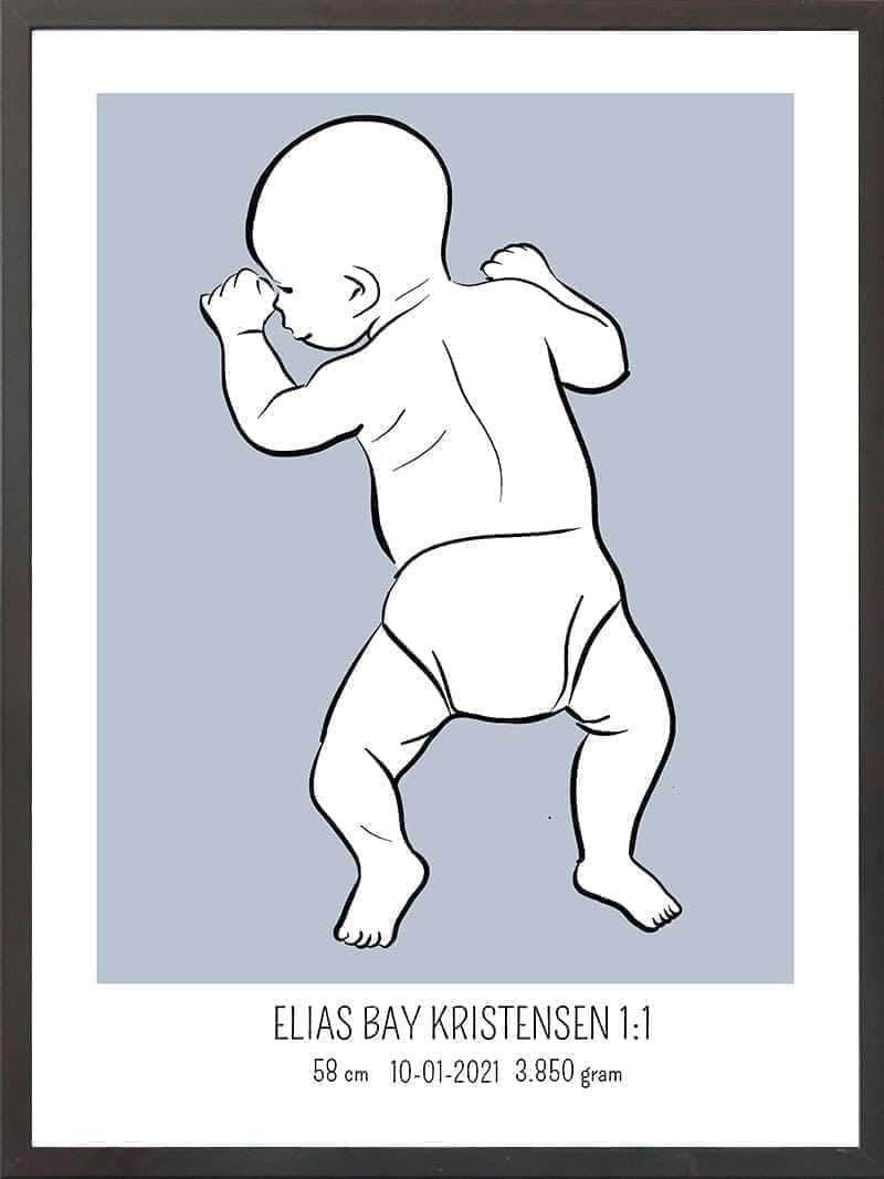 Birth Poster   Fødselsplakat  :  På Maven Blå