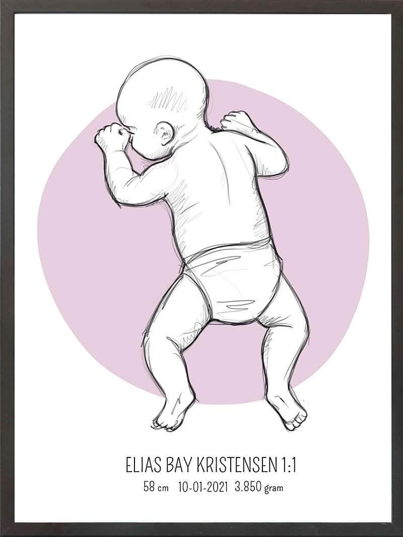 Birth Poster   Fødselsplakat  :  På Maven Lyserød