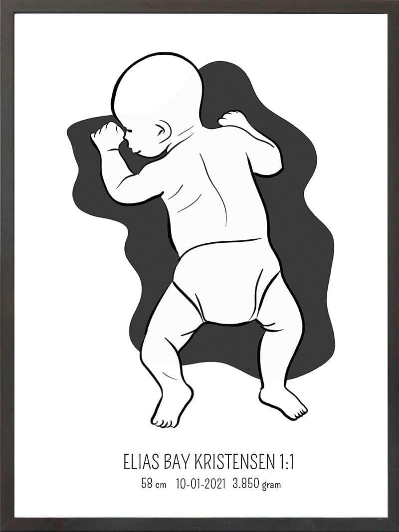 Birth Poster   Fødselsplakat  :  På Maven Lyserød