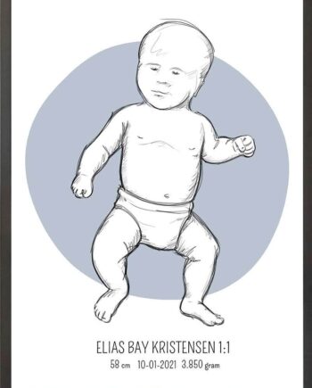 Birth Poster   Fødselsplakat  :  Tumling Blå