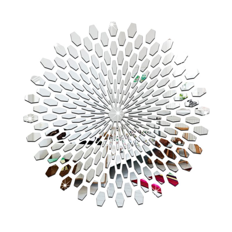 3d Spejl Wallsticker Solform Akryl Vægdekoration Moderne Design 225 Stk Silver