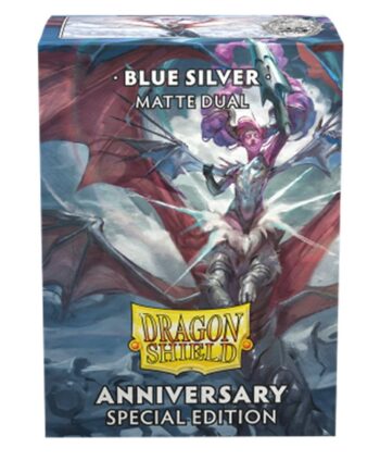 Dragon Shield Deck Protectors Matte Dual: Cobalt   Silver  Blue Silver Anniversary Special Edition  100 Lommer Dragonshield Sleeves  At-15064