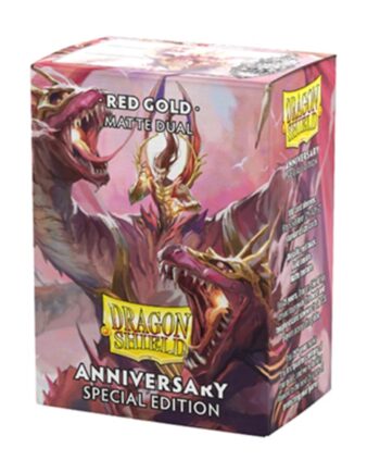 Dragon Shield Deck Protectors Matte Dual: Pomegranate   Gold  Red Gold Anniversary Special Edition  100 Lommer Dragonshield Sleeves  At-15065