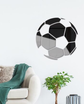 Fodbold Spejl  Selvklæbende Akryl Spejl Klistermærker  3d Design  Sort  23cm