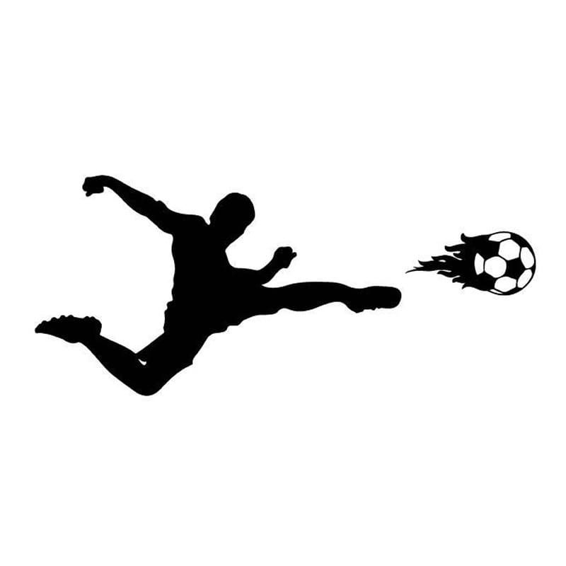 Fodbold Wallsticker Sidesaksespark Og Fodbold Flammer 57x129cm
