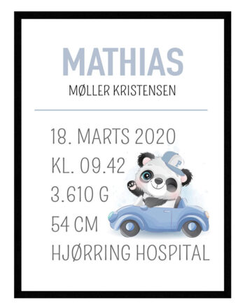 Fødselstavle Med Bamse Dreng