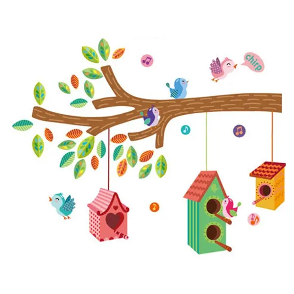 Fuglehus Wallsticker Sød Og Hyggelig 120x100cm