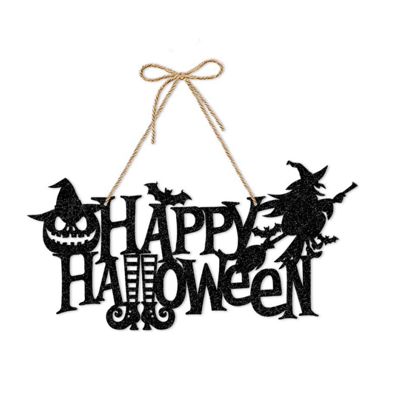 Hængende Halloween Vægdekoration Happy Halloween Skilt 41cm