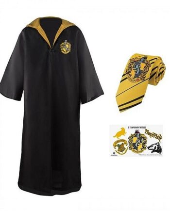 Harry Potter Budget Line Robe  Necktie    Tattoo Set Hufflepuff Size: Small
