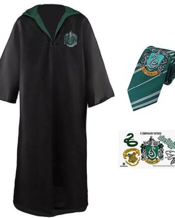 Harry Potter Budget Line Robe  Necktie    Tattoo Set Slytherin Size: Small