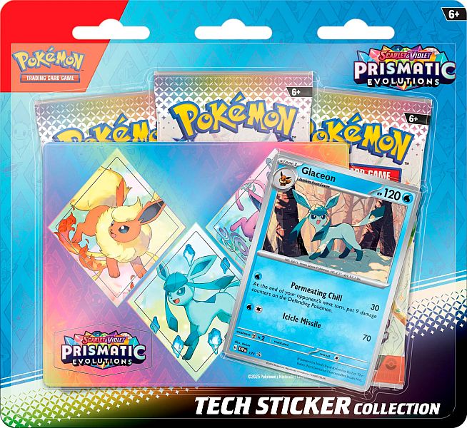 Pokemon Blister Pack Scarlet Violet: Prismatic Evolutions Tech Sticker Collection Blister: Glaceon Boosters