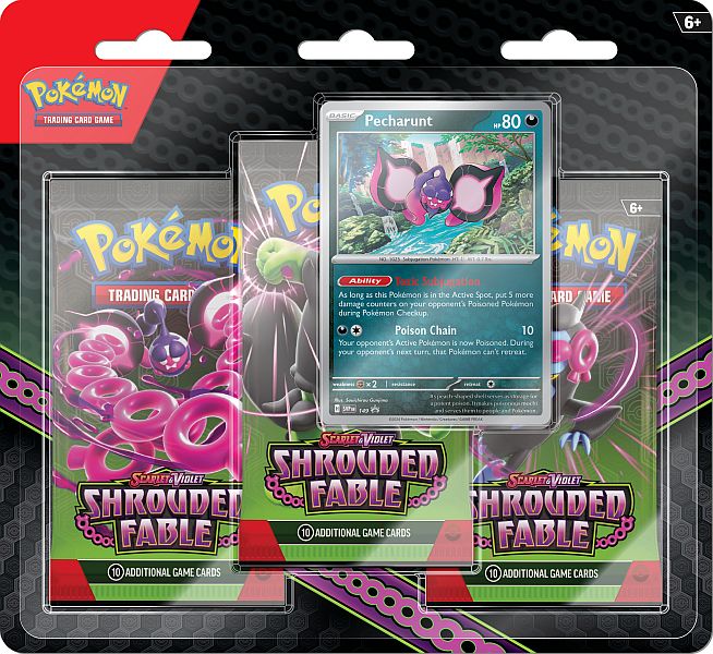 Pokemon Blister Pack -pack: Scarlet Violet: Shrouded Fable Booster Pakker Pecharunt Black Star Promo