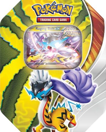 Pokemon Tin Kasse 2024 Wave   Fall: Raging Bolt Ex  Ancient Raikou  Paradox Destinies Collector   Tin Box    Boosters