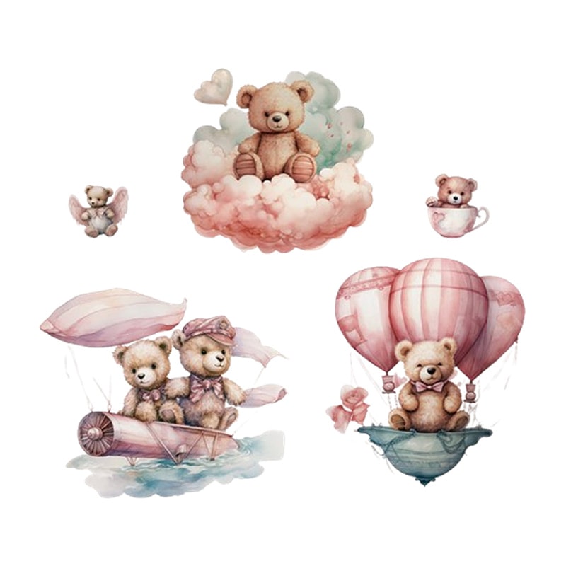 Rigtig Sød Wallsticker Med Bamser Flere Nuttede Motiver