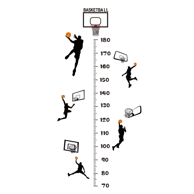 Sej Basket Målebånds Wallsticker Fem Basket Scoringer Højden Fra 70-180cm