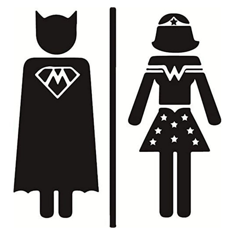 Sjovt Superhelte Toilet Skilt Toilet Wallsticker Med To Superhelte