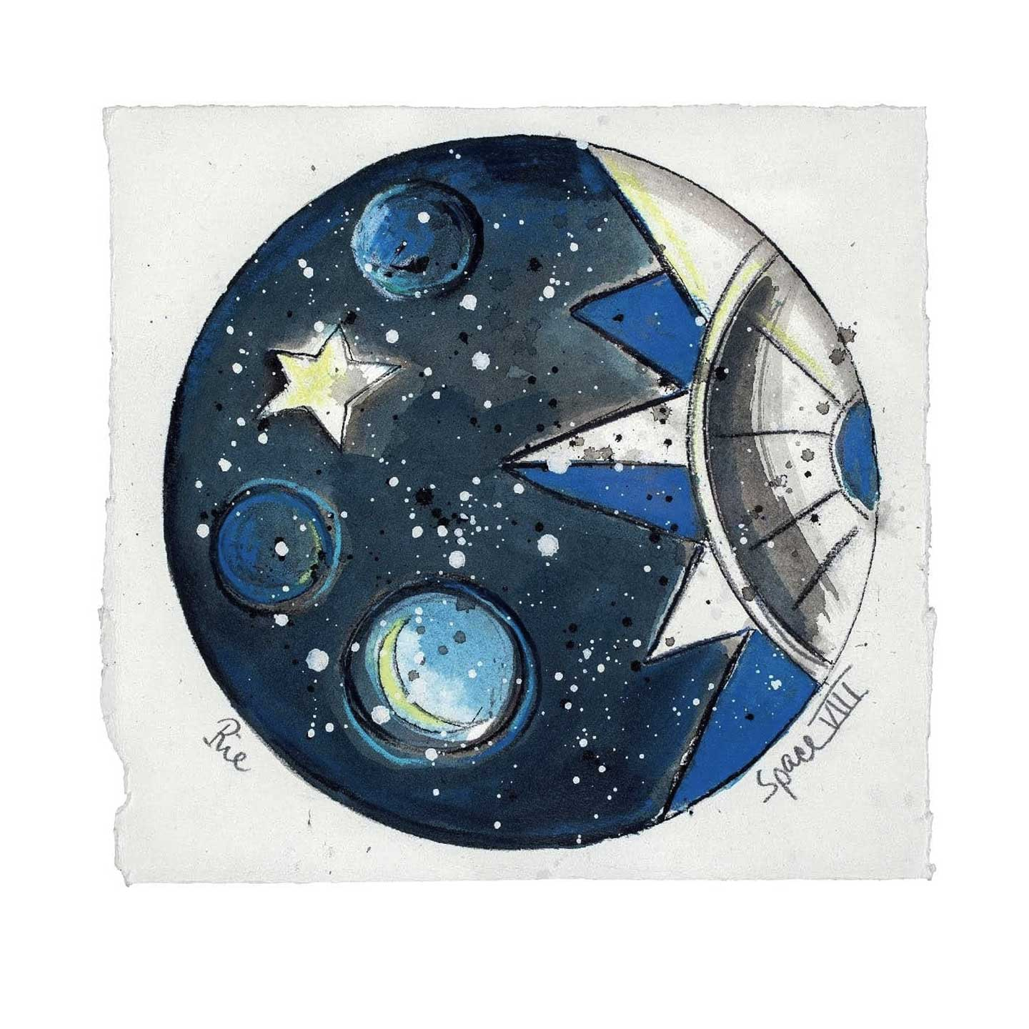 Space Moon Sun Stars Af Anne Marie Johansen