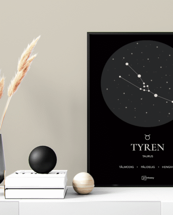 Tyren Stjernetegn Plakat Sort 70 100 Cm  B1
