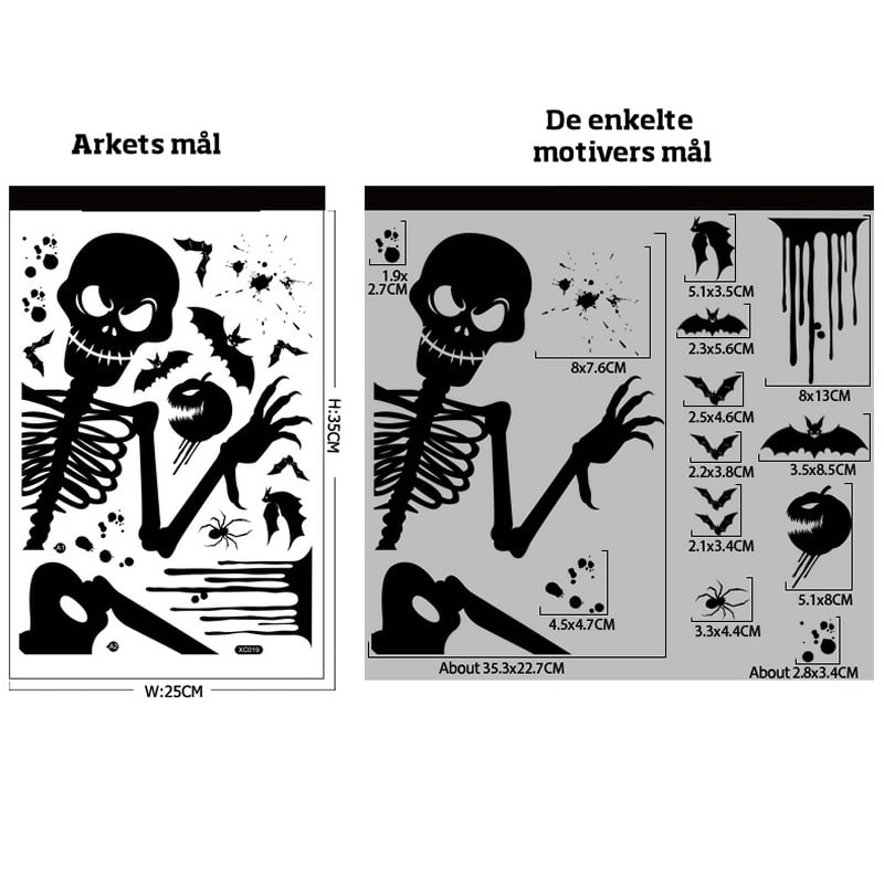 Uhyggelige Halloween Vinduesklistermærker Skelet