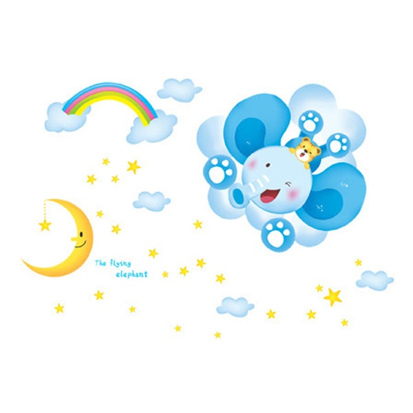 Wallsticker Med En Sød Flyvende Elefant 60x90cm