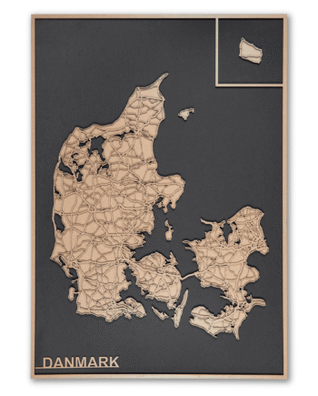 60   84 Cm  Sort Danmarks Kort