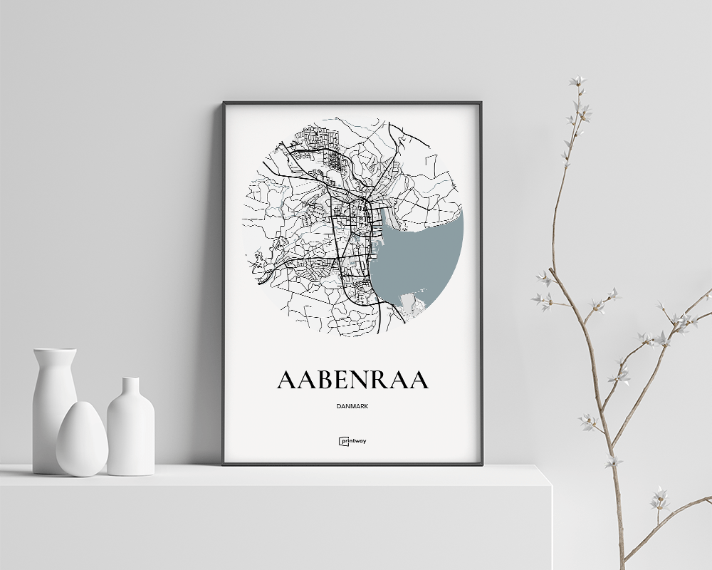 Aabenraa Plakaten Rundt Kort Hvid 70 100 Cm  B1