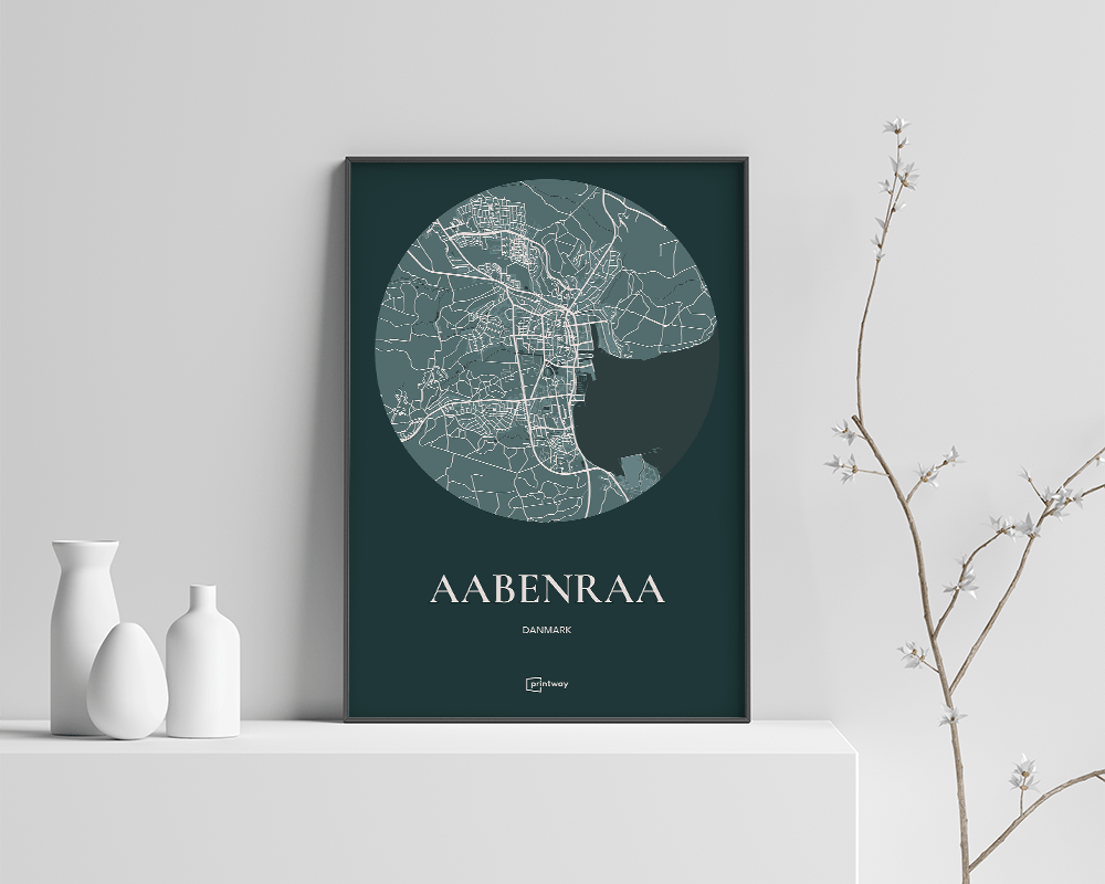 Aabenraa Plakaten Rundt Kort Skovgrøn 70 100 Cm  B1