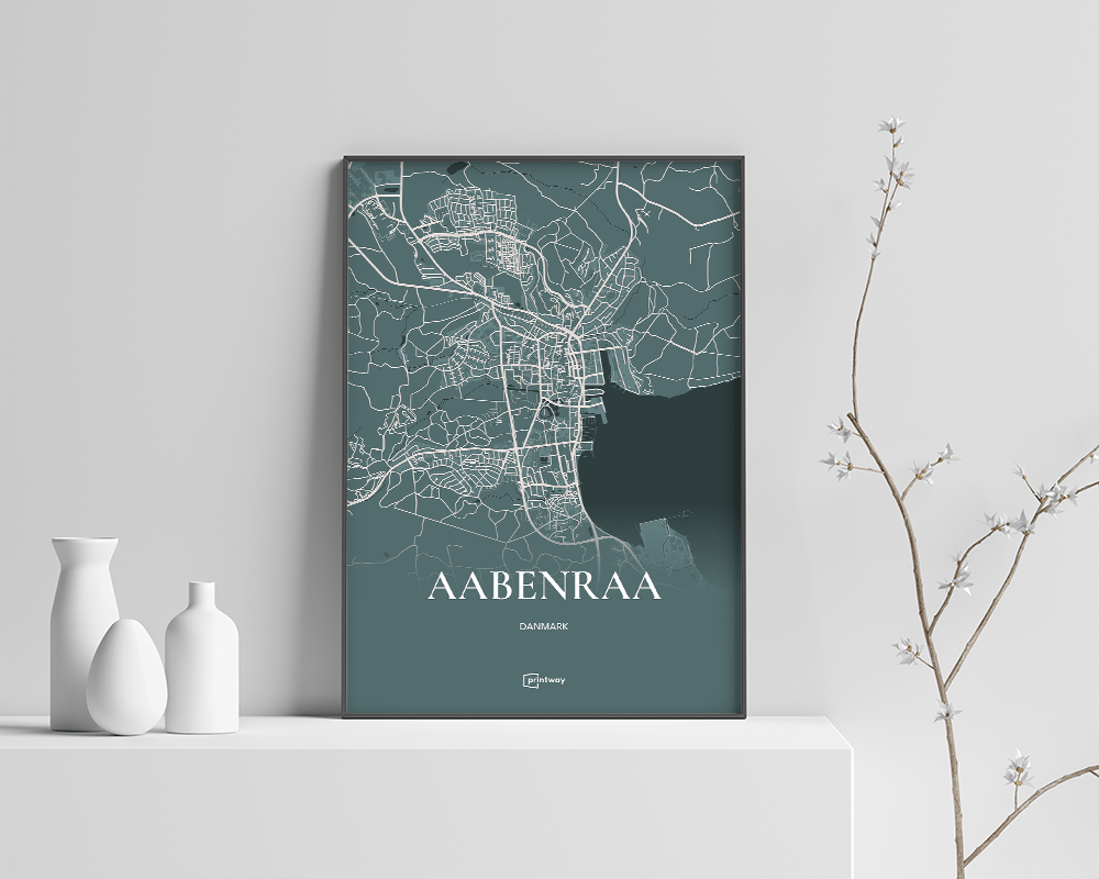 Aabenraa Plakaten Fuldt Kort Skovgrøn 70 100 Cm  B1