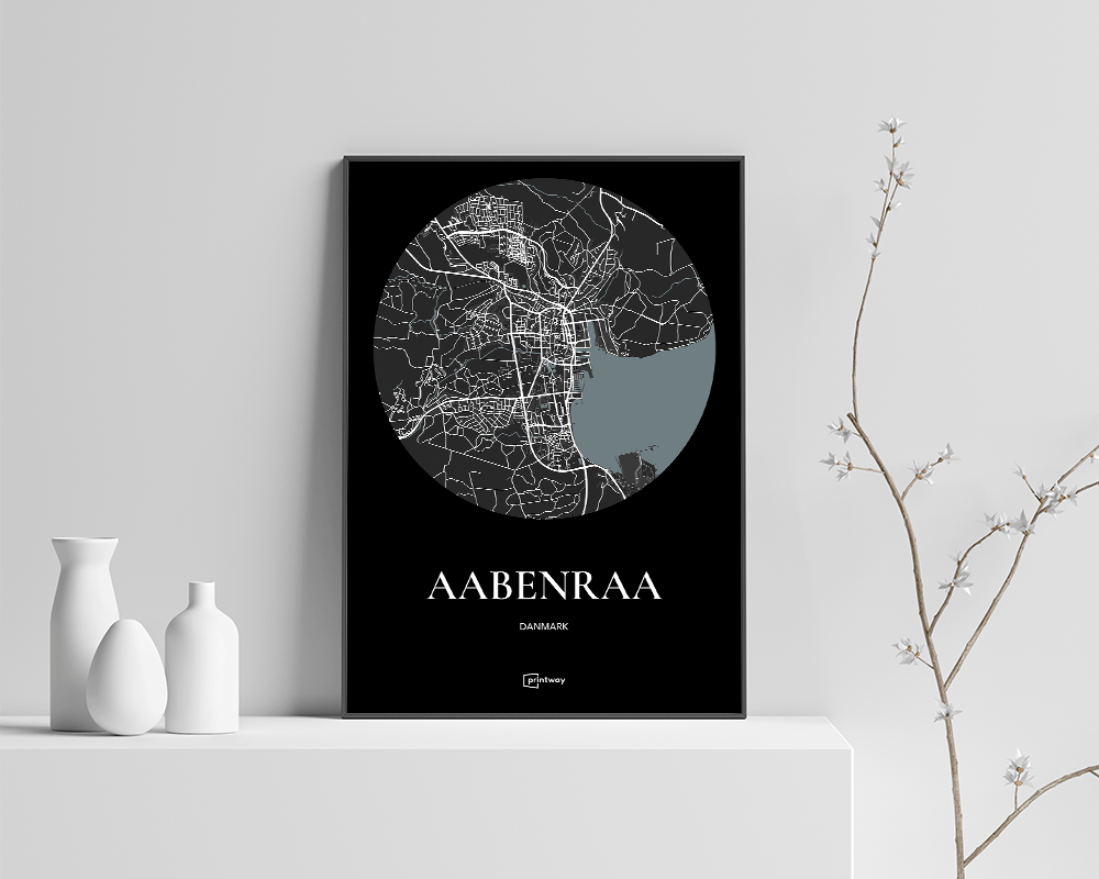 Aabenraa Plakaten Rundt Kort Sort 70 100 Cm  B1