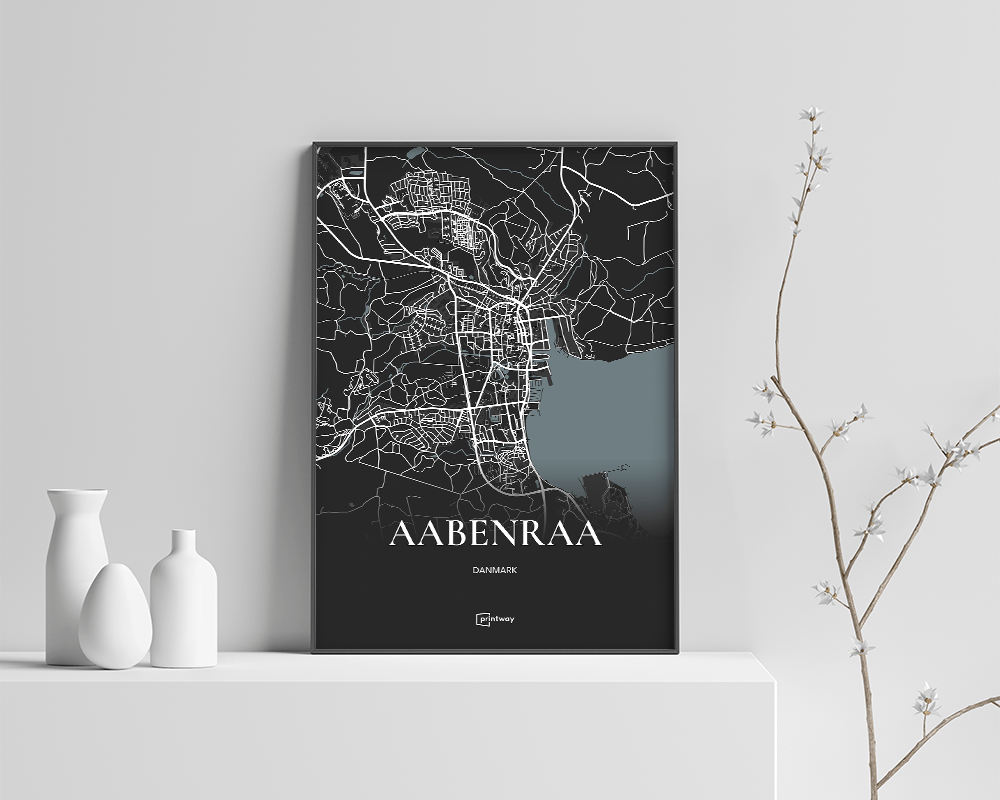 Aabenraa Plakaten Fuldt Kort Sort 70 100 Cm  B1