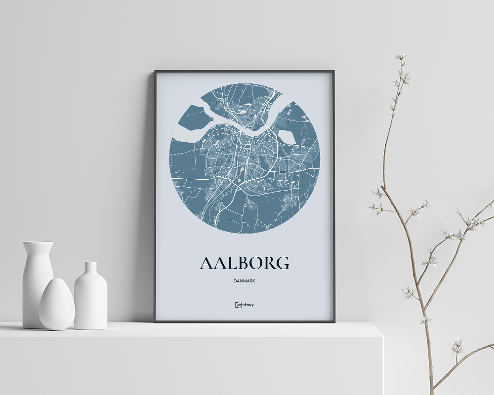 Aalborg Plakaten Rundt Kort Havblå 70 100 Cm  B1