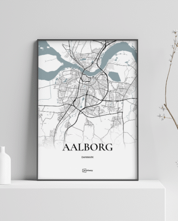 Aalborg Plakaten Fuldt Kort Hvid 70 100 Cm  B1