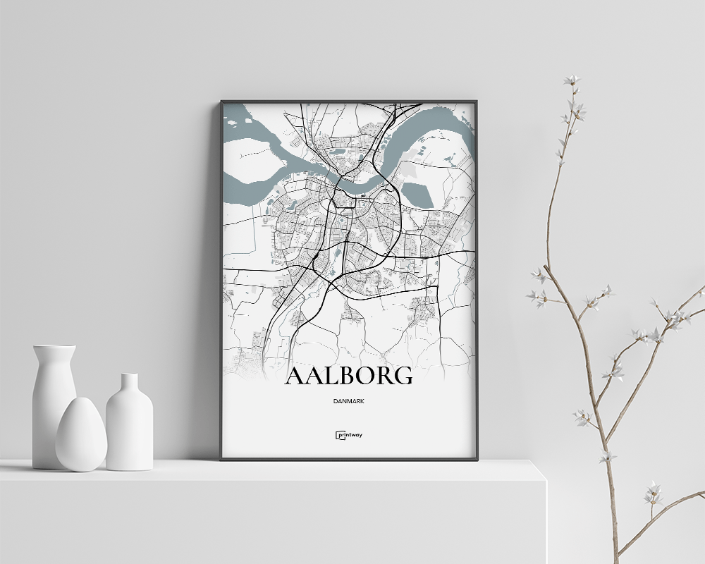 Aalborg Plakaten Fuldt Kort Hvid 70 100 Cm  B1