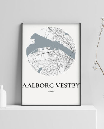 Aalborg Vestby Plakaten Rundt Kort Hvid 70 100 Cm  B1