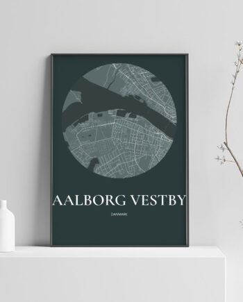 Aalborg Vestby Plakaten Rundt Kort Skovgrøn 70 100 Cm  B1