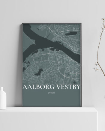 Aalborg Vestby Plakaten Fuldt Kort Skovgrøn 70 100 Cm  B1