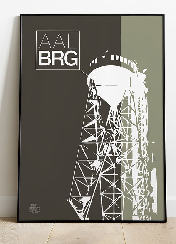 Aalborg-plakat Med Aalborg Tårnet  Tofarvet  21   29    A4  Kr  199 -