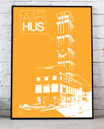 Aarhus-plakat Med Rådhustårnet Stor  Gul  21   29    A4  Kr  199 -