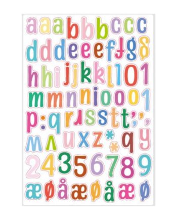 Alfabet Wallsticker Med Farverige Bogstaver Og Tal  Små Bogstaver    Til