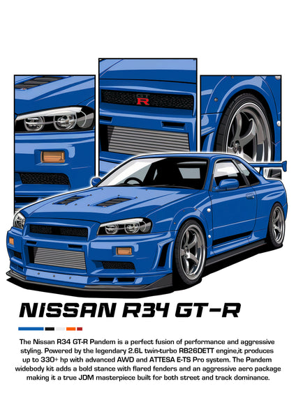 Bil Plakat 112 Nissan R34 Gt-