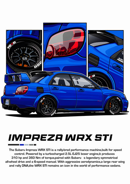 Bil Plakat 116 Subaru Impreza Wrx Sti