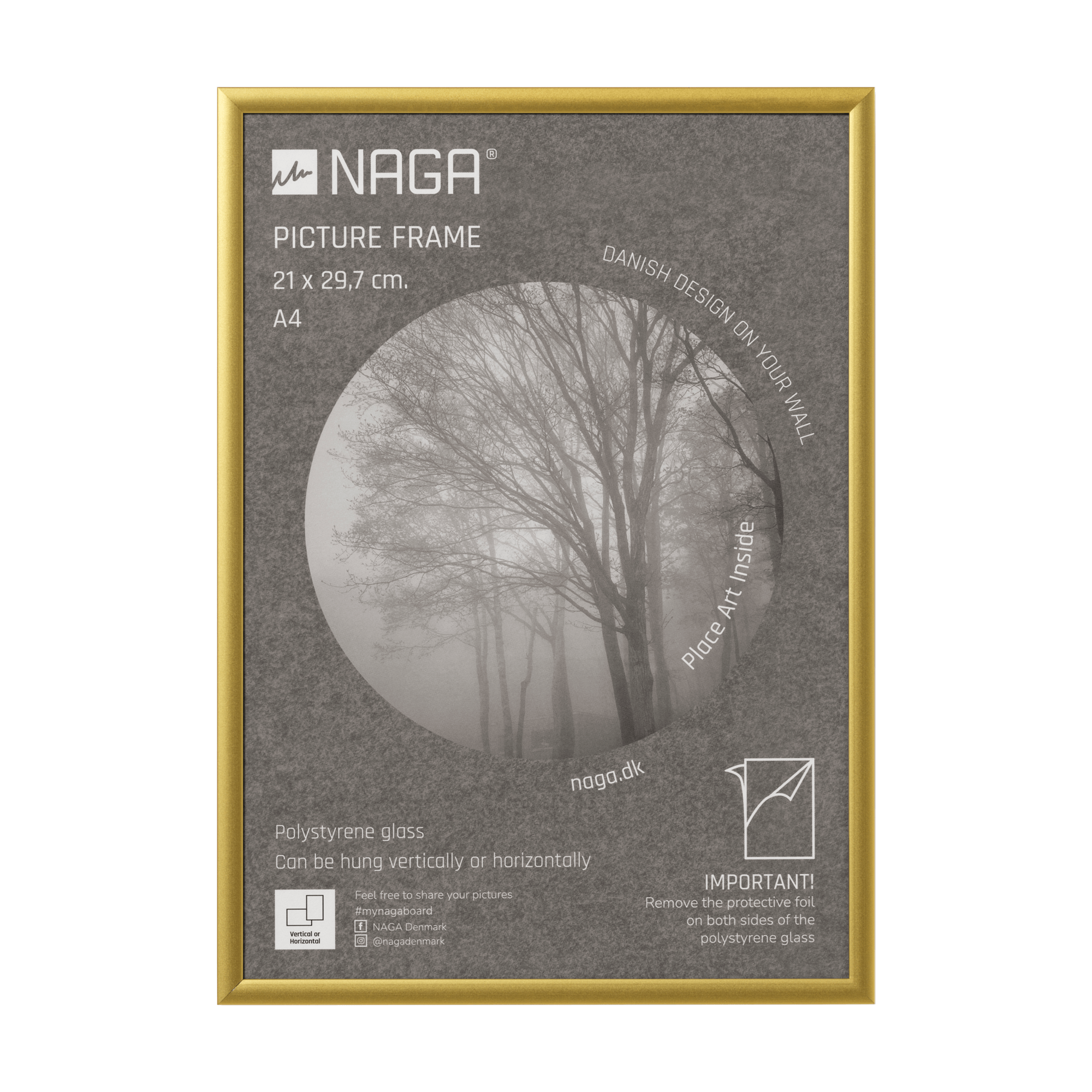 Billedramme  21x29   Cm  Mat Guld